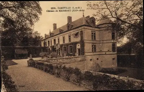 Ak Égreville Seine et Marne, Chateau de Massenet
