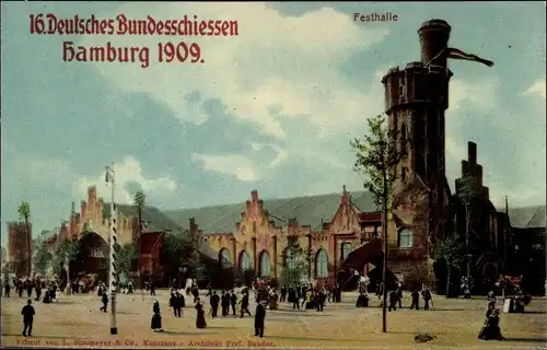 Ak Hamburg Mitte Altstadt, 16. Dt. Bundesschießen, 1909, Festhalle