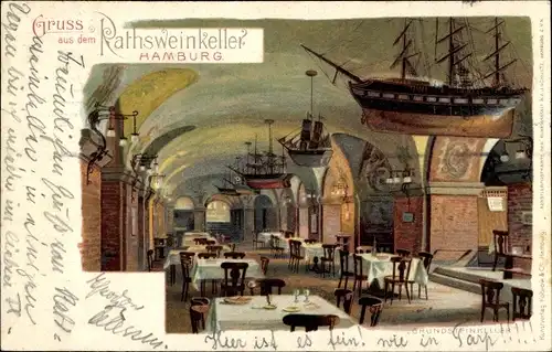 Ak Hamburg Mitte Altstadt, Rathsweinkeller, Grundsteinkeller