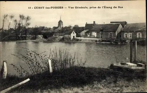 Ak Cussy les Forges Yonne, Vue prise de l'Etang du Bas