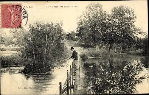 Ak Yonne, L'Yonne au Batardeau, Angler, Steg