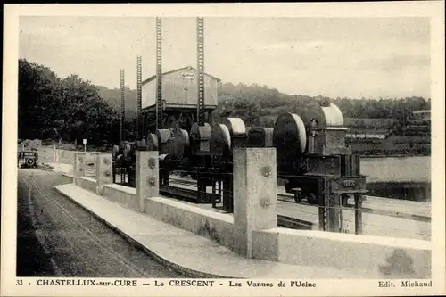 Ak Chastellux sur Cure Yonne, Le Crescent, les Vannes de l'Usine