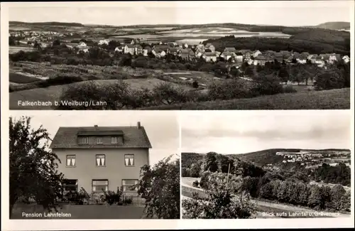 Ak Falkenbach Villmar in Hessen, Panorama, Pension Lahnfelsen, Gräveneck
