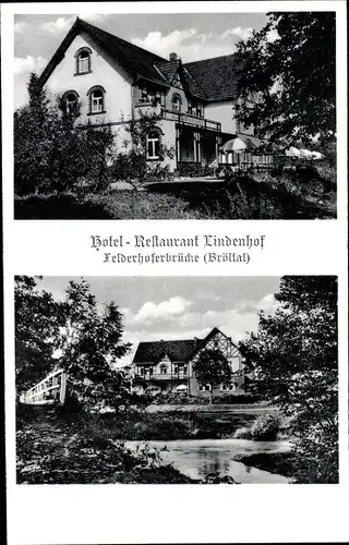 Ak Felderhoferbrücke Bröleck Ruppichteroth Nordrhein Westfalen, Hotel Restaurant Lindenhof