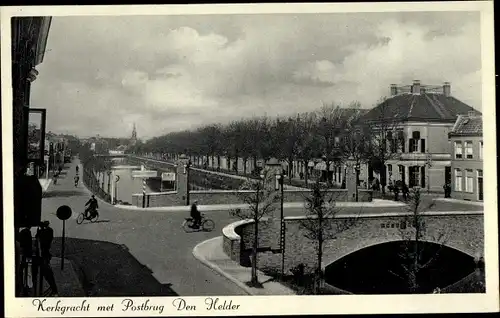 Ak Den Helder Nordholland Niederlande, Kerkgracht met Postbrug