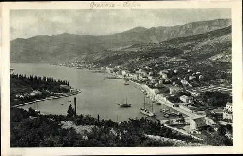 Ak Gruž Gravosa Dubrovnik Kroatien, Panoramaansicht mit Blick auf den Hafen