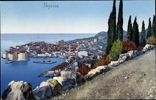 Ak Ragusa Dubrovnik Kroatien, Blick auf die Stadt