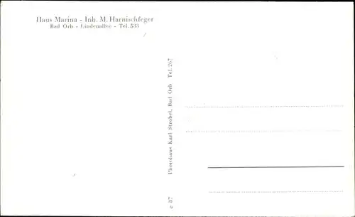 Ak Bad Orb Spessart, Haus Marina, Inh. M. Harnischfeger, Lindenallee