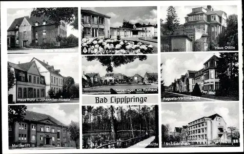 Ak Bad Lippspringe im Kreis Paderborn, Haus Waldfrieden, St Josefshaus, Martinstift, Haus Ruhr