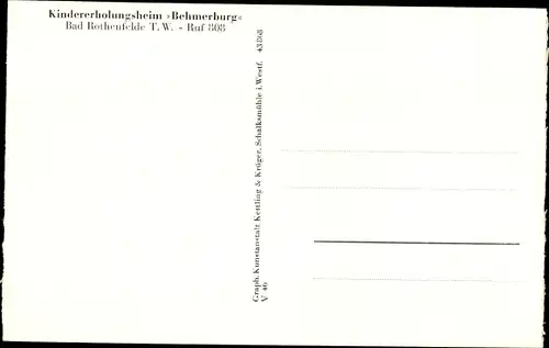 Ak Bad Rothenfelde am Teutoburger Wald, Kindererholungsheim Behmerburg