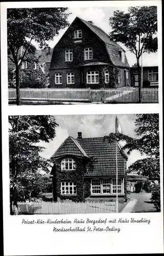 Ak Nordseebad Sankt Peter Ording, Privat Kurkinderheim Haus Bergedorf, Haus Unseburg