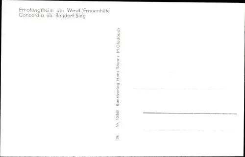 Ak Betzdorf an der Sieg, Concordia, Erholungsheim d. Westf. Frauenhilfe