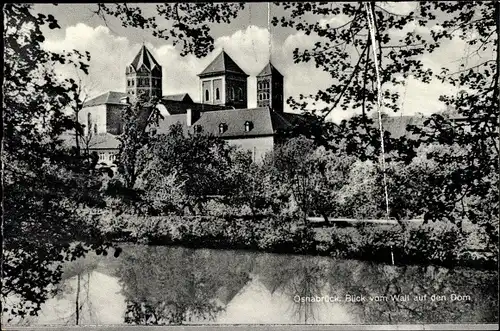 Ak Osnabrück in Niedersachsen, Blick vom Wall auf den Dom