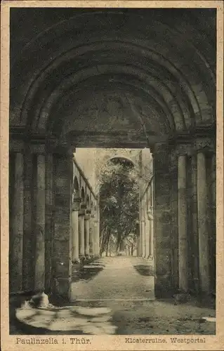 Ak Paulinzella Rottenbach Königsee in Thüringen, Klosterruine, Westportal