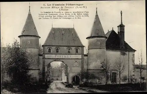 Ak Égligny Seine et Marne, Abbaye de Preuilly, l'Entree