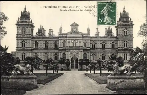 Ak Ferrieres en Brie Seine et Marne, Facade d'honneur du Chateau