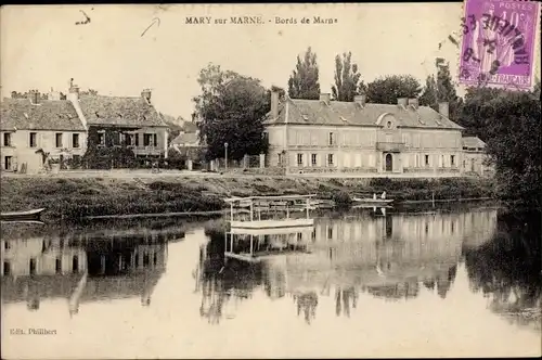 Ak Mary sur Marne Seine et Marne, Bords de Marne