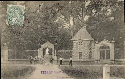 Ak Mary sur Marne Seine et Marne, Wegpartie, Gartenzaun, Tor, Straßenkehrer