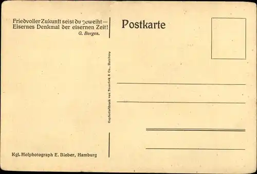 Ak Hamburg Mitte Altstadt, Eisernes Denkmal zugunsten St. Michaels Kriegshilfe 1915