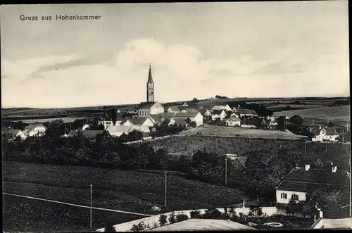 Ak Hohenkammer in Oberbayern, Blick auf den Ort, Kirche, Felder