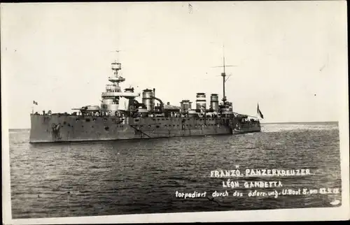 Foto Ak Französisches Kriegsschiff, Leon Gambetta, Panzerkreuzer