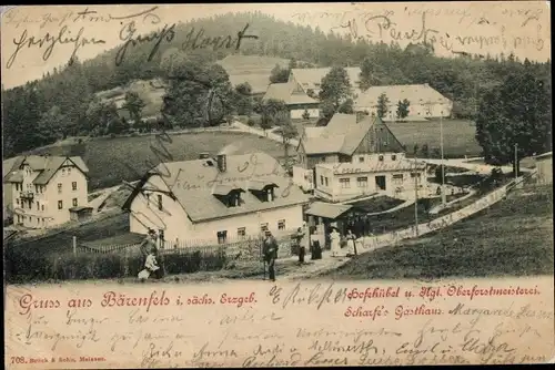 Ak Bärenfels Altenberg im Erzgebirge, Hofehübel, Kgl. Oberforstmeisterei, Scharfes Gasthaus