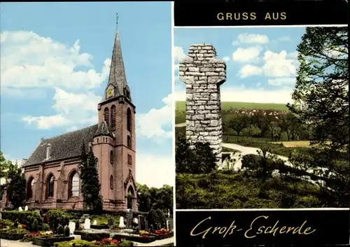 Ak Groß Escherde Nordstemmen in Niedersachsen, Kirche, Kriegerdenkmal