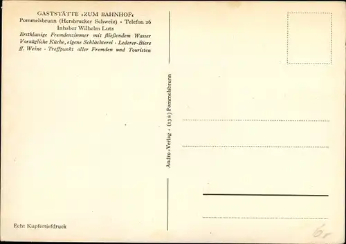 Ak Pommelsbrunn Mittelfranken, Gaststätte Zum Bahnhof, Inh. Wilhelm Lutz