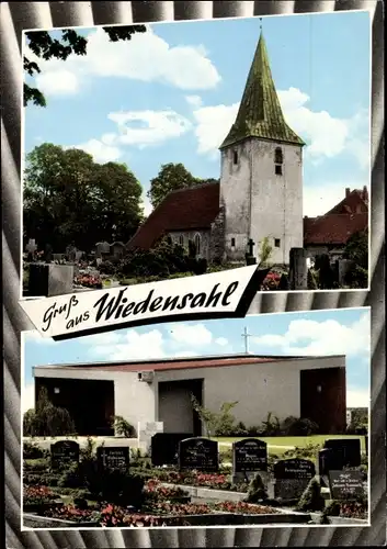 Ak Wiedensahl im Schaumburger Land, Kirche, Friedhof