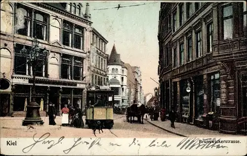 Ak Hansestadt Kiel, Brunswicker Straße, Straßenbahn