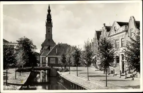 Ak Edam Volendam Nordholland Niederlande, Spui met Speeltoren