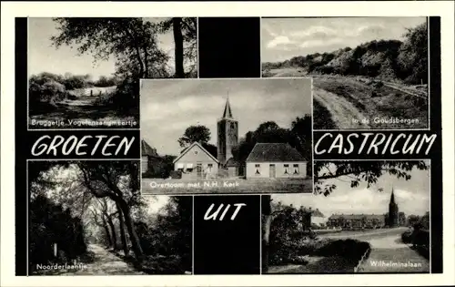 Ak Castricum Nordholland Niederlande, Wilhelminalaan, Overtoom met N. H. Kerk