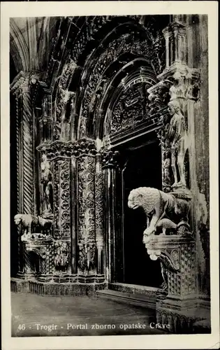 Ak Trogir Kroatien, Portal zborno opatske Crkve