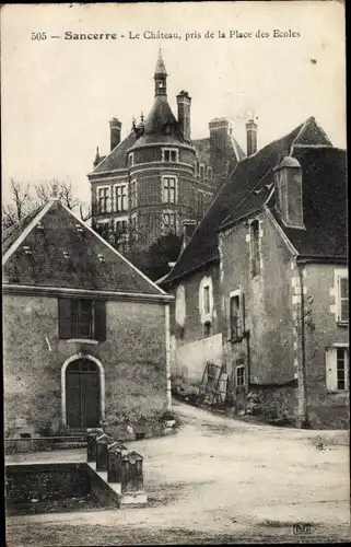Ak Sancerre Cher, Le Chateau, pris de la Place des Ecoles