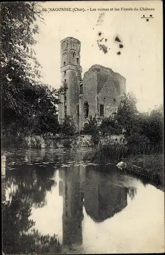 Ak Sagonne Cher, Les ruines et les Fosses du Chateau