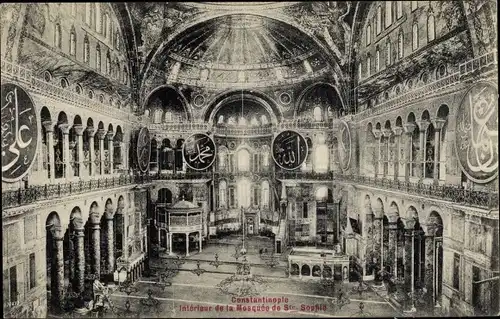 Ak Konstantinopel Istanbul Türkei, Intérieur de la Mosquée de Ste Sophie, Hagia Sophia