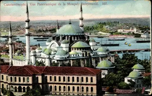 Ak Konstantinopel Istanbul Türkei, Panorama de la Mosquee Suleymanie, Süleymaniye Moschee