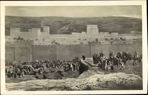 Ak Einsiedeln Kanton Schwyz Schweiz, Panorama Kreuzigung Christi, Burg Antonia, Tempel