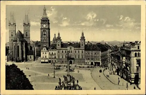 Ak Hradec Králové Königgrätz Stadt, Namesti, Platz, Kirche, Rathaus