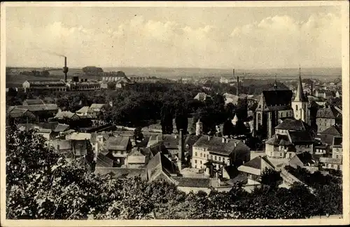 Ak Slaný Schlan Mittelböhmen, Totalansicht der Ortschaft, Kirche