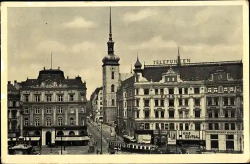 Ak Brno Brünn Südmähren, Kino Central, Telefunken, St. Jakob Kirche