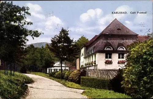 Ak Karlovy Vary Karlsbad Stadt, Cafe Posthof