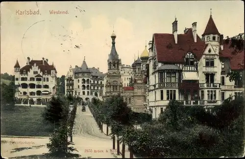 Ak Karlovy Vary Karlsbad Stadt, Westend, russische Kirche