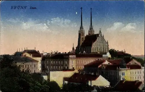 Ak Brno Brünn Südmähren, Teilansicht mit Kirche