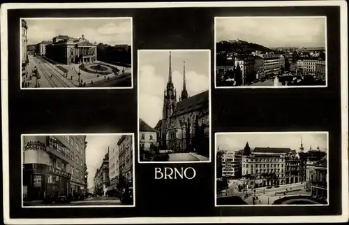 Ak Brno Brünn Südmähren, Ortsansichten, Kirche, Theater