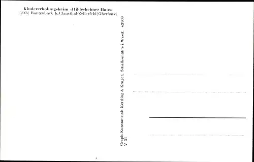 Ak Buntenbock Clausthal Zellerfeld Oberharz, Kindererholungsheim Hildesheimer Haus