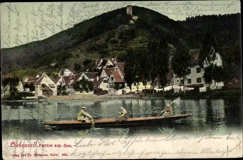 Ak Bad Liebenzell im Schwarzwald, Ruderpartie auf dem See