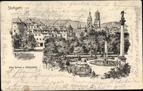 Ak Stuttgart am Neckar, Altes Schloss, Schlossplatz