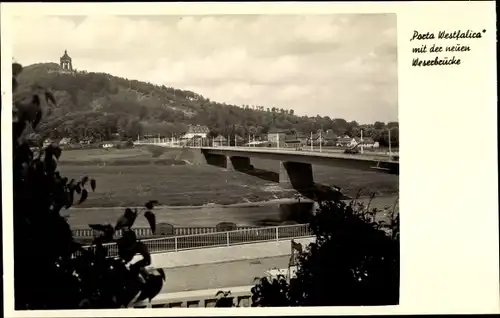 Ak Porta Westfalica an der Weser, Weserbrücke