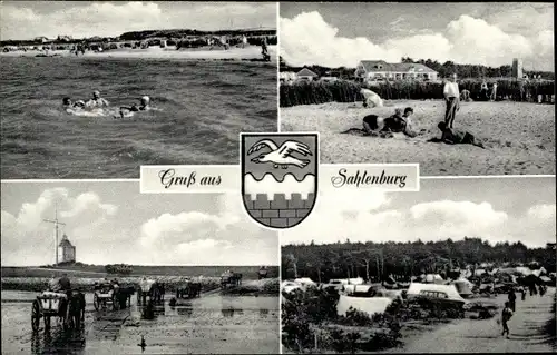 Ak Sahlenburg Cuxhaven in Niedersachsen, Strand, Wattwagen, Campingplatz